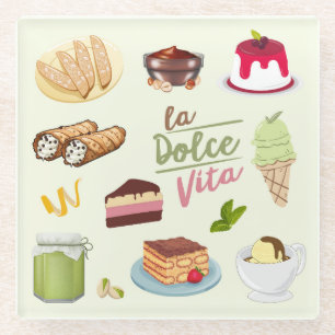 Italiaanse desserts zoetigheden glazen onderzetter