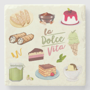 Italiaanse desserts zoetigheden stenen onderzetter