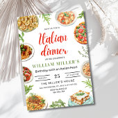Italiaanse diner verjaardagsuitnodiging, pasta & p kaart
