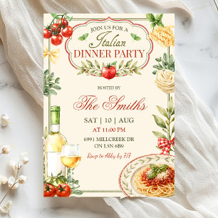 Italiaanse dinerfeest uitnodiging
