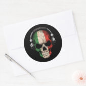 Italiaanse dj-schedel met hoofdtelefoon Ronde Sticker (Envelop)