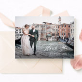 Italiaanse Elegance Classic Script Twee foto bruil Bedankkaart