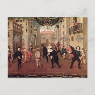 Italiaanse en Franse Comedians Briefkaart