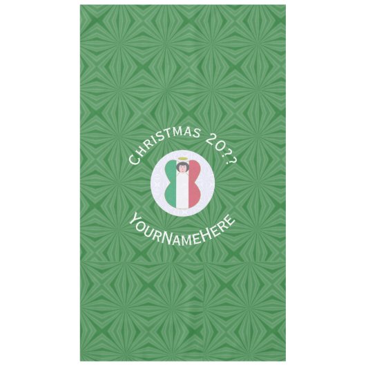 Italiaanse engel kerstvlag gepersonaliseerd tafelkleed (Voorkant)