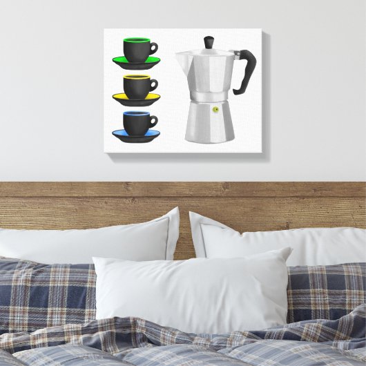 Italiaanse Espresso Coffee Pot Canvas Afdruk (Insitu (Slaapkamer))