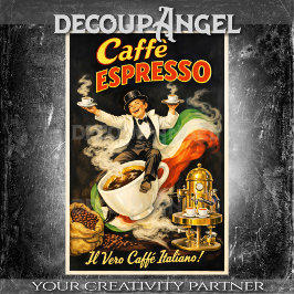 Italiaanse Espresso Koffieposter Decoupage Tissuepapier
