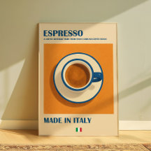 Italiaanse espresso kunst aan de muur, retro minim