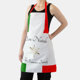 Italiaanse familienaam Buon Natale Flag en Snowfla Schort