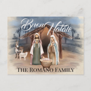 Italiaanse familienaam Buon Natale Kerststal Briefkaart