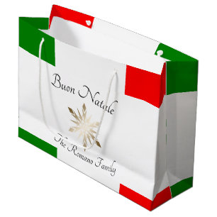 Italiaanse familienaam Buon Natale Vlag en Sneeuwv Groot Cadeauzakje