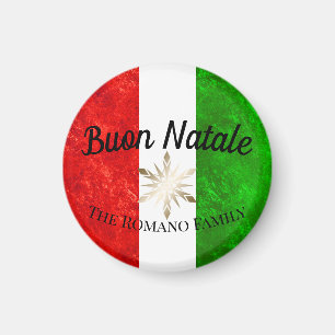 Italiaanse Familienaam Buon Natale Vlag Kerstmis Magneet