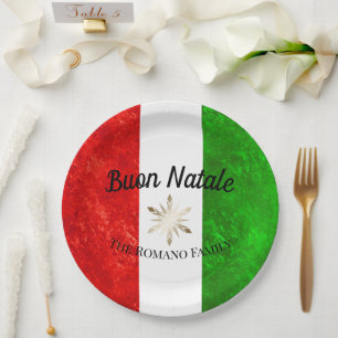 Italiaanse Familienaam Buon Natale Vlag Kerstmis Papieren Bordje