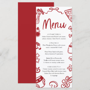 Italiaanse Fantasievolle Rode Handgetekende Pizza Menu