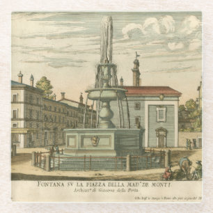 Italiaanse fontein op het stadsplein door Falda Glazen Onderzetter