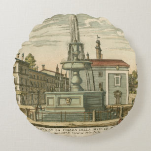 Italiaanse fontein op het stadsplein door Falda Rond Kussen