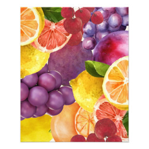 Italiaanse Fruit Keuken Print   Waterverf citrus Foto Afdruk