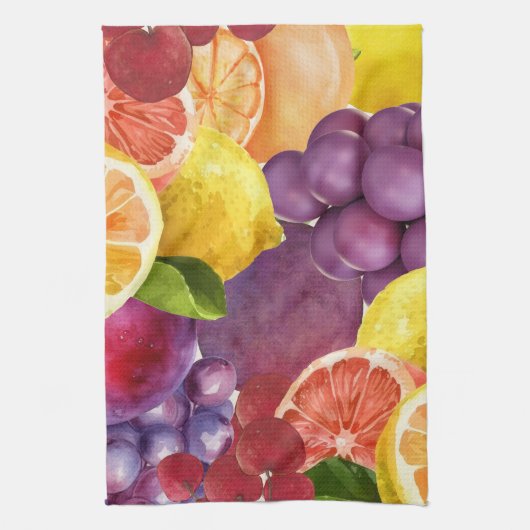 Italiaanse Fruit Keuken Print | Waterverf citrus Theedoek (Verticaal)