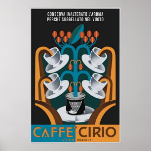 Italiaanse futuristische koffieposter Fortunato De Poster