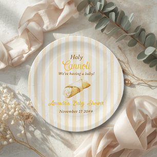 Italiaanse Gele Streep Heilige Cannoli Baby Shower Papieren Bordje