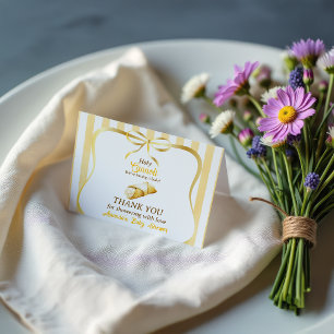 Italiaanse Gele Strik Kleine Cannoli Baby Shower Bedankkaart