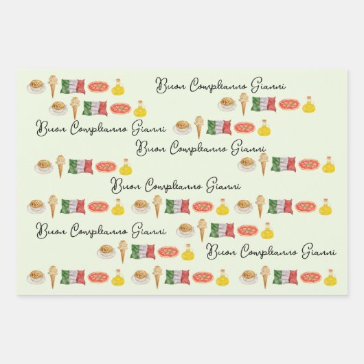 Italiaanse Gelukkige Verjaardag, Buon Compleanno c Inpakpapier Vel (Voorkant 3)