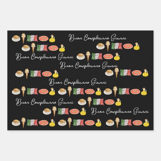 Italiaanse Gelukkige Verjaardag, Buon Compleanno c Inpakpapier Vel (Voorkant 2)