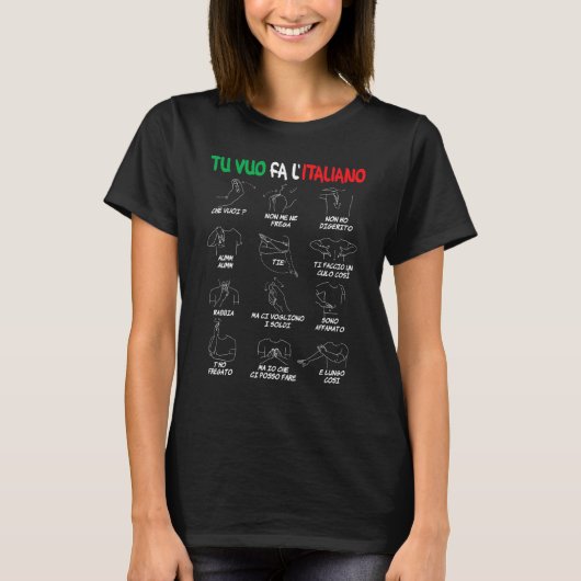 Italiaanse Gestures Vertaler Hand Gestures T-shirt (Voorkant)