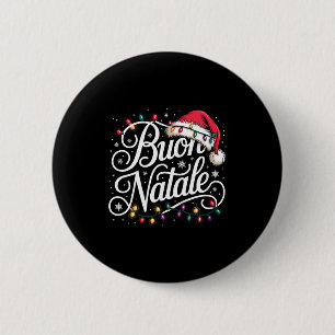 Italiaanse gezins kerstlichten rode kerstman hoed ronde button 5,7 cm