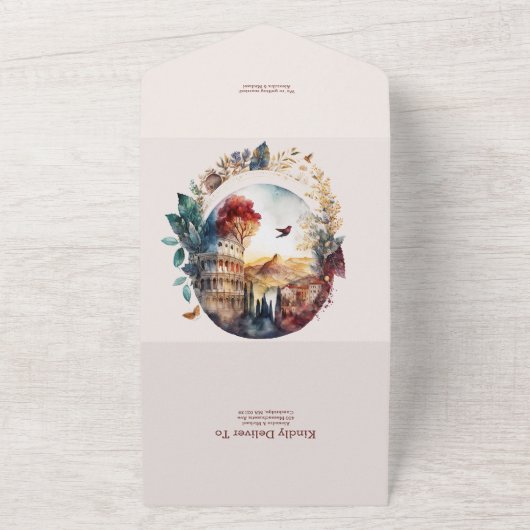 Italiaanse godslastering Waterverf Weddenschap A All In One Uitnodiging (Buitenkant)