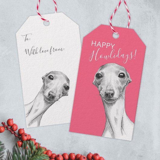 Italiaanse Greyhound Dog Funny kerstfeestdagen Cadeaulabel