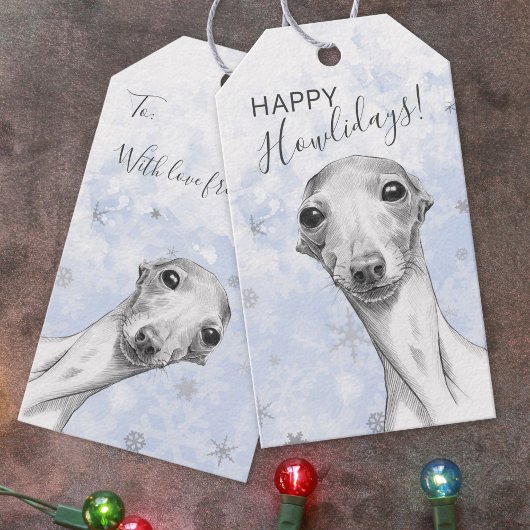Italiaanse Greyhound Dog Happy Howlidays Kerstmis Cadeaulabel