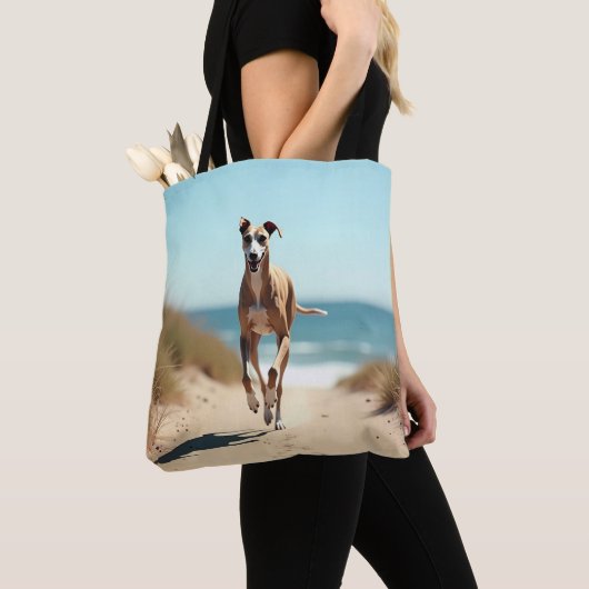 Italiaanse Greyhound Elegante Schouder Canvas tas (Dichtbij)