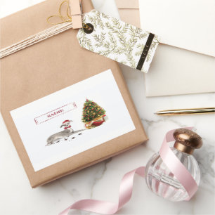 Italiaanse Greyhound Funny kersthond met boom Rechthoekige Sticker