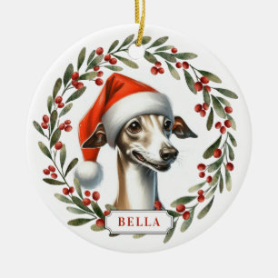 Italiaanse Greyhound-hond keramische cirkelornamen Keramisch Ornament