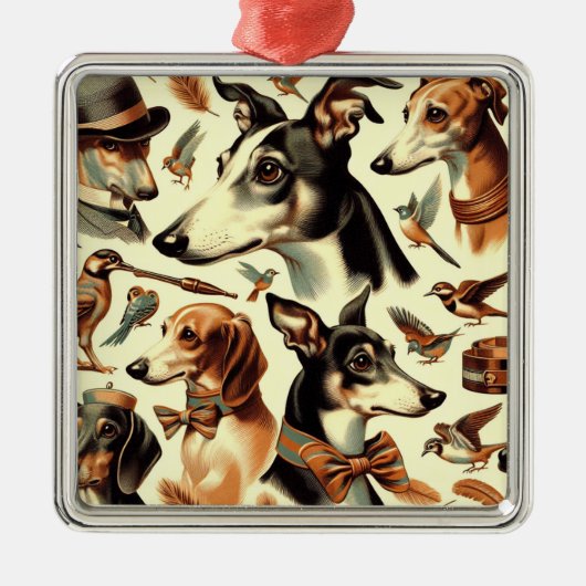  Italiaanse Greyhound Illustratie Metalen Ornament (Voorkant)