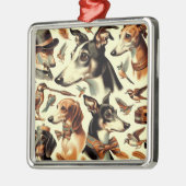  Italiaanse Greyhound Illustratie Metalen Ornament (Links)