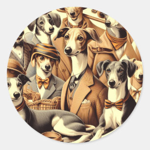  Italiaanse Greyhound Illustratie Ronde Sticker