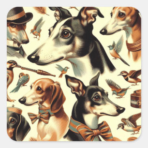 Italiaanse Greyhound Illustratie Vierkante Sticker