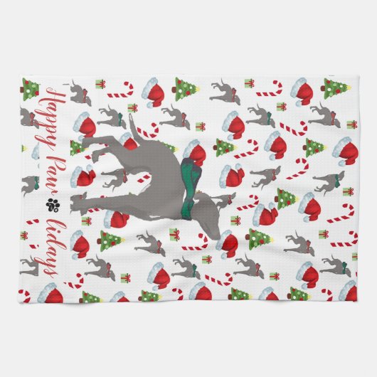 Italiaanse Greyhound Kerst Keuken Handdoek (Horizontaal)