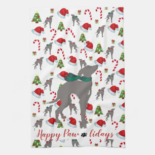Italiaanse Greyhound Kerst Keuken Handdoek