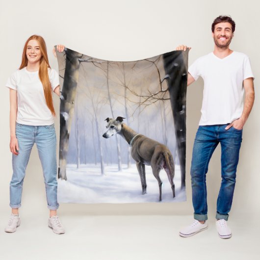 Italiaanse Greyhound Laat Het Sneeuw Kerstmis Fleece Deken (In situ)
