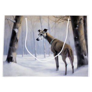 Italiaanse Greyhound Laat Het Sneeuw Kerstmis Groot Cadeauzakje