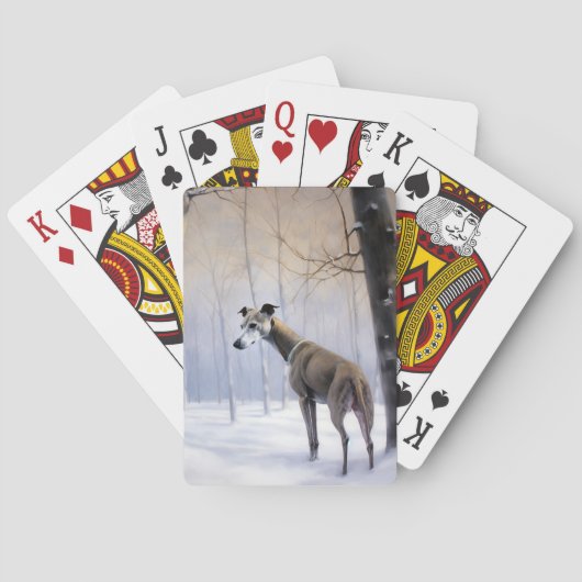 Italiaanse Greyhound Laat Het Sneeuw Kerstmis Pokerkaarten (Achterkant)