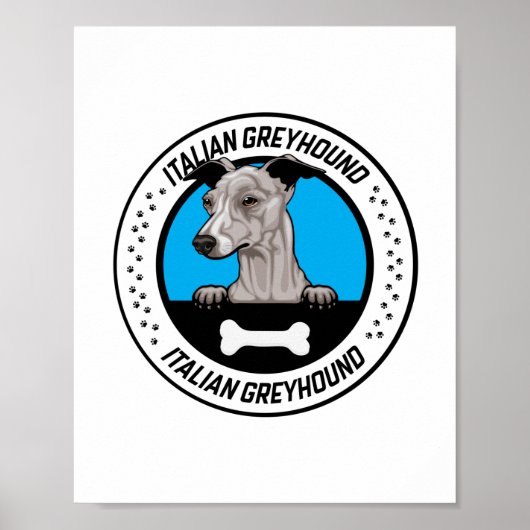 Italiaanse Greyhound Peeking Illustration Badge Poster (Voorkant)