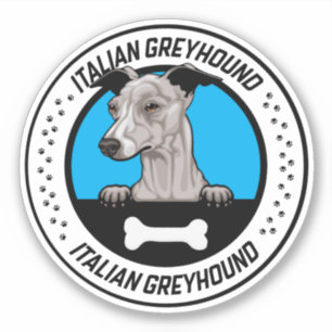 Italiaanse Greyhound Peeking Illustration Badge Sticker