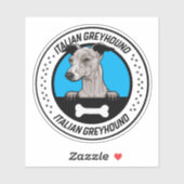 Italiaanse Greyhound Peeking Illustration Badge Sticker (Vel)