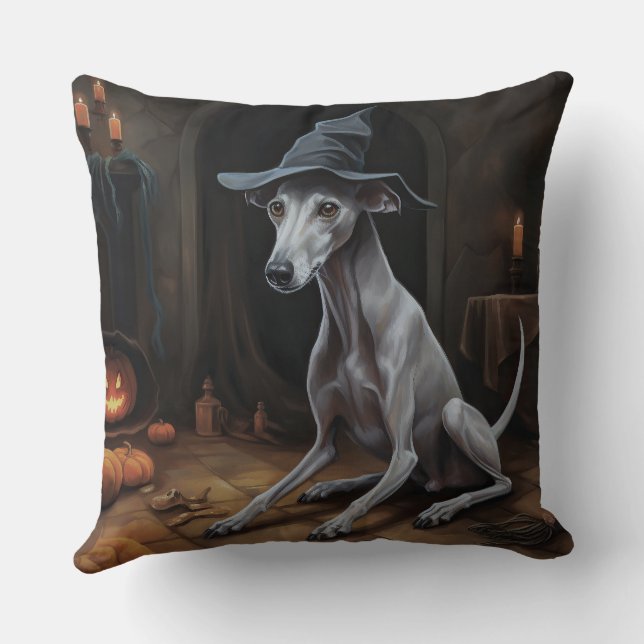 Italiaanse Greyhound pompoenen Halloween eng Kussen (Achterkant)