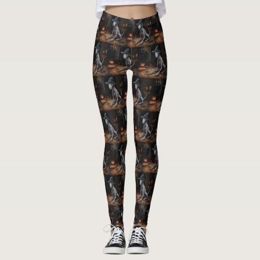 Italiaanse Greyhound pompoenen Halloween eng Leggings (Voorkant)