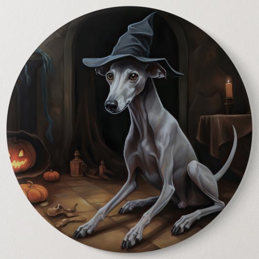 Italiaanse Greyhound pompoenen Halloween eng Ronde Button 6,0 Cm (Voorkant)