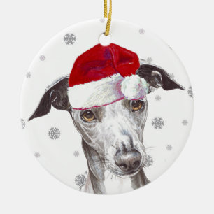 Italiaanse Greyhound - Santa Hat Kerstmis Bauble Keramisch Ornament